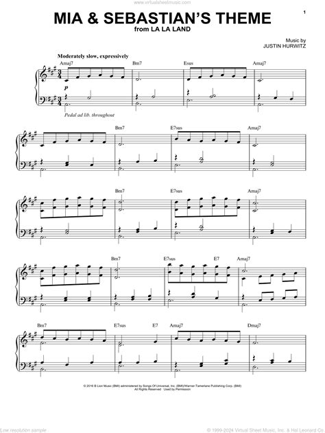 la la land piano sheet